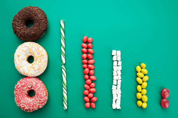 Decreasing diagram made of sweets
