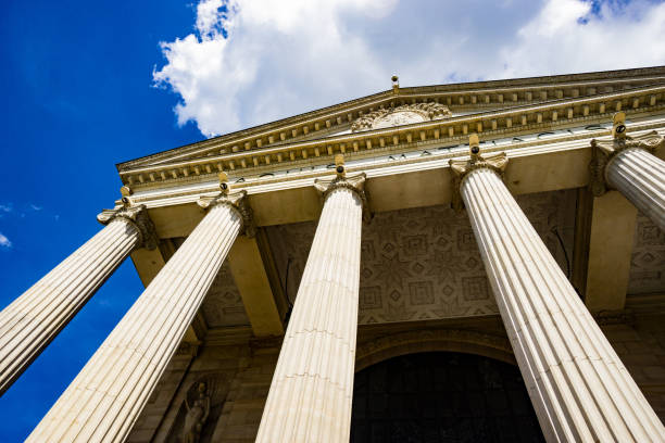 Pillars on a historic Building Wiesbaden, Germany - 2018-06-03: Pillars on a historic Building called Kurhaus (Healthy Spa) in Wiesbaden kurhaus casino stock pictures, royalty-free photos & images