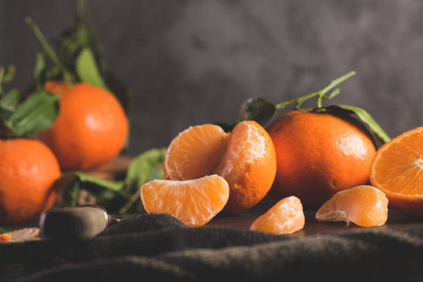 istock Fresh mandarin oranges or tangerines 1124588042