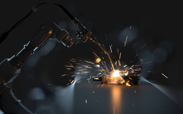 로봇 팔 - industry welding welder manufacturing 뉴스 사진 이미지