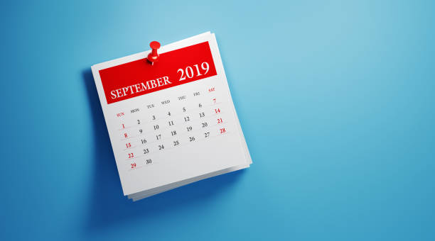 istock Post It September 2019 Calendar On Blue Background 1124592427