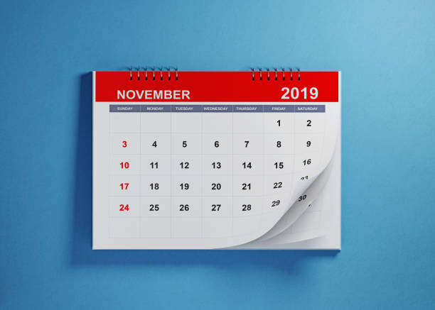 istock November 2019 Calendar On Blue Background 1124595453