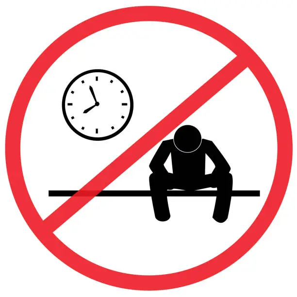 Vector illustration of worker waiting at  8.00 o'clock, vector illustration.