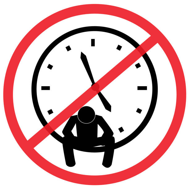 ilustrações de stock, clip art, desenhos animados e ícones de no waiting for end of work hour, not allowed sign, warning symbol, road symbol sign and traffic symbol design concept - success failure dreams road sign