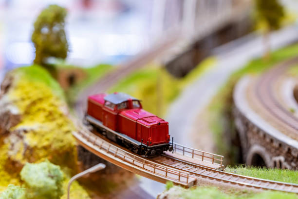 Red Train Beautiful detailed diorama located in Bandung, Indonesia diorama photos stock pictures, royalty-free photos & images