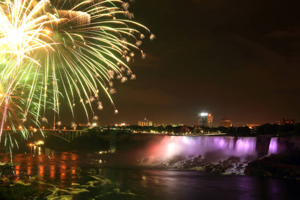 istock Colorful Fireworks at Niagara Falls 1124617046