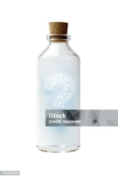 Question Mark Of Message In A Bottle Stock Photo - Download Image Now - Bottle, Bottle Cap, Choice