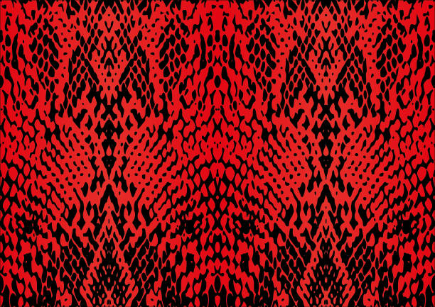 czerwony wąż skóra print projekt - snakeskin snake animal skin pattern stock illustrations