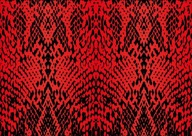 Vector illustration of Red Snake Skin Print Design