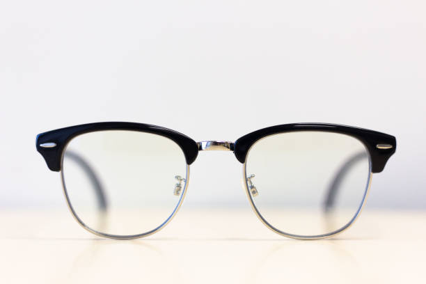istock Front of reading glasses on desk table 1124630070