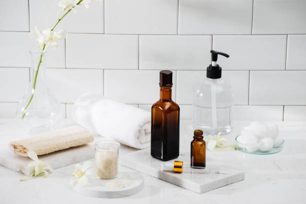 istock Spa Kit. Shampoo, Soap Bar And Liquid. Shower Gel. Aromatherapy Salt 1124650443