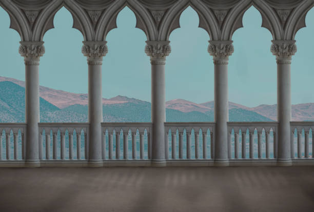 scenic background with colonnade