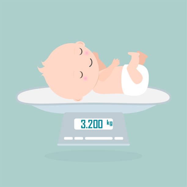 ilustraciones, imágenes clip art, dibujos animados e iconos de stock de báscula para bebés icono, digital escalas medida peso en kilogramo - newborn