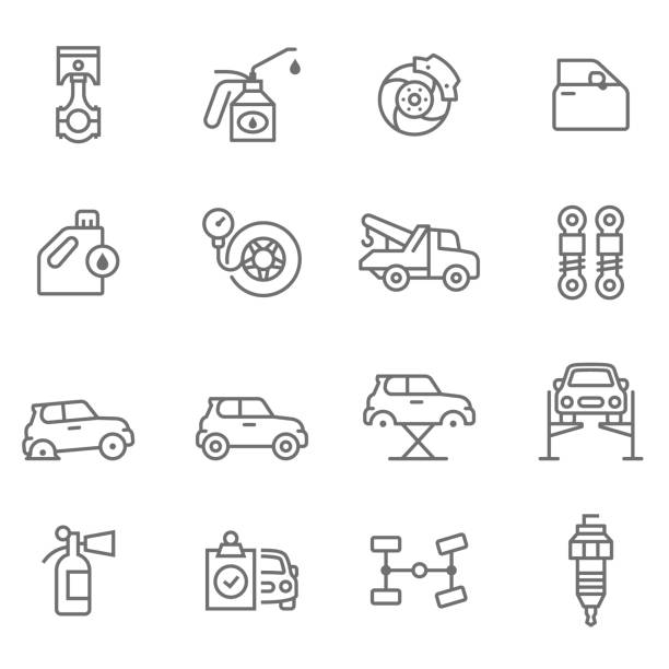 ilustraciones, imágenes clip art, dibujos animados e iconos de stock de diseño de interfaz de usuario ux - car motor vehicle towing repairing