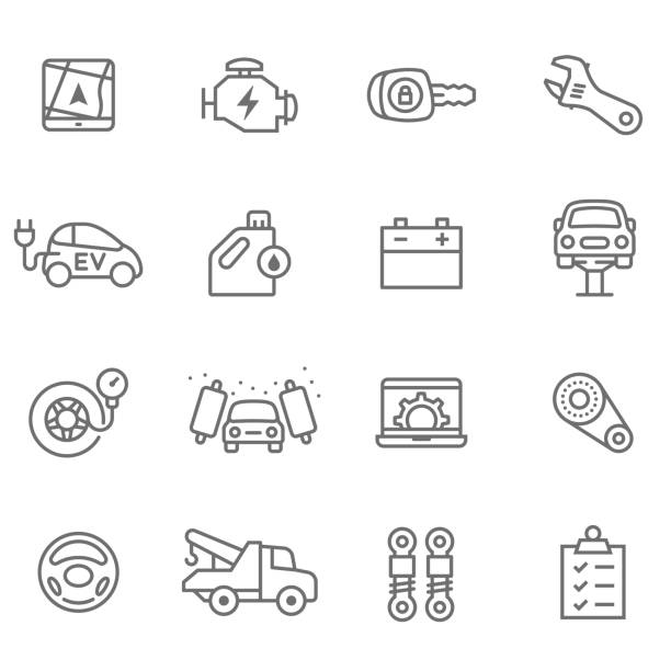 ui-ux-design - auto repair shop tire car mechanic stock-grafiken, -clipart, -cartoons und -symbole