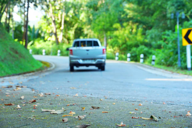 istock Car on background s-curve road on the mountain 1124659781