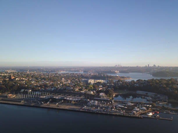 istock Beautiful aerial cityscape skyline on sunset evening 1124661802
