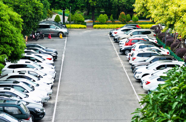 istock Cars in parking garage background 1124667184