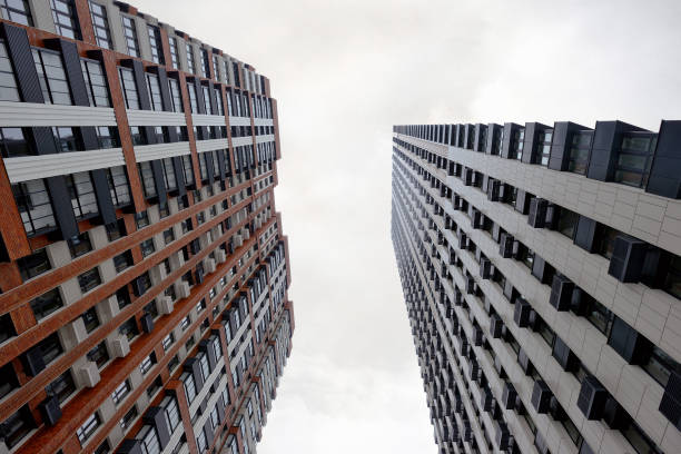istock Modern high-rise residential buildings. Bottom view 1124667594