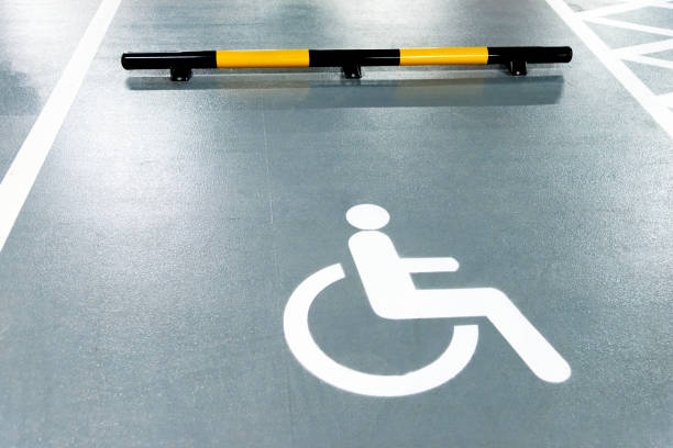 istock Disabled parking sign on the floor 1124667999