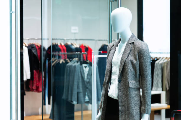 istock Mannequin in modern clothing store 1124668966