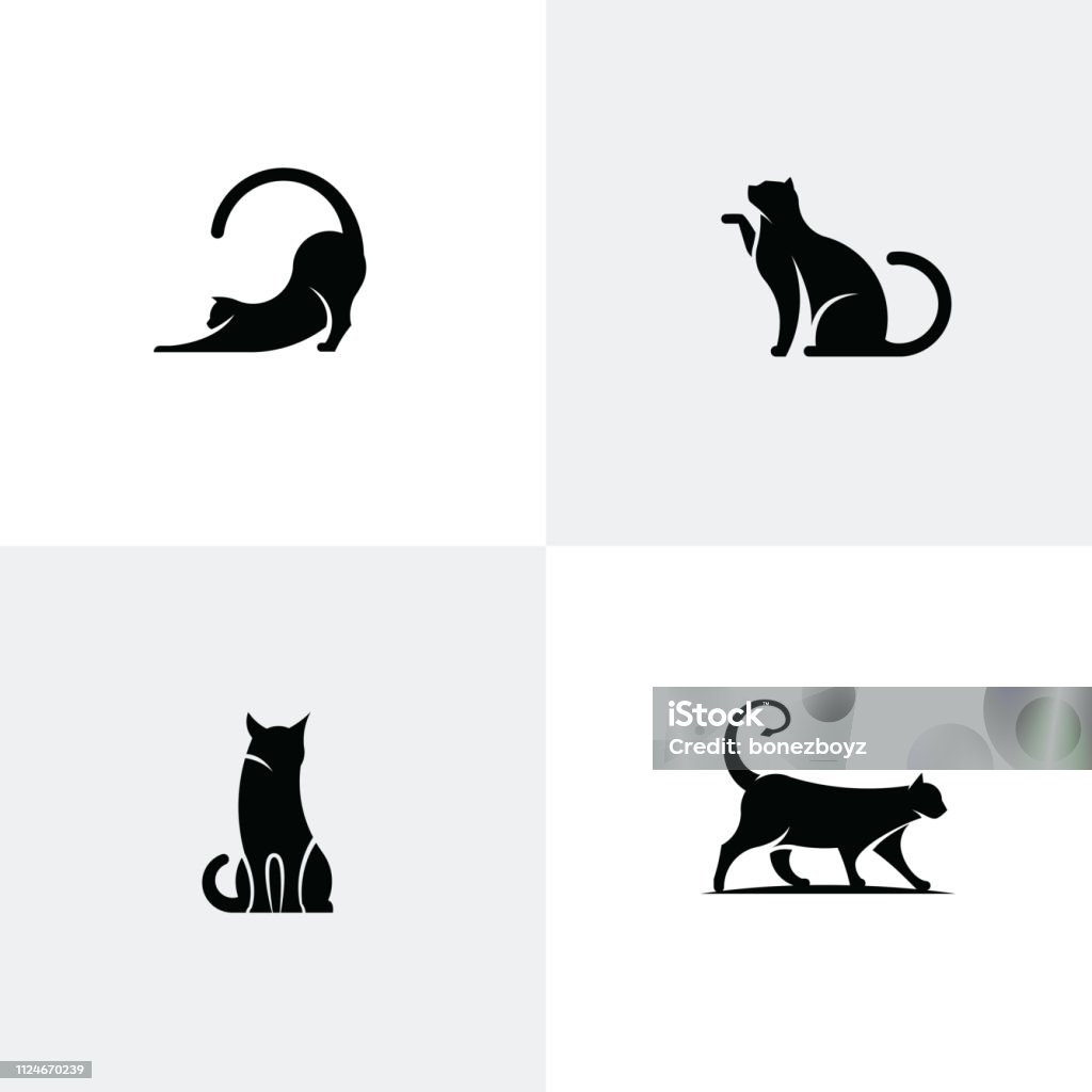 Set Of Black Cat Icons Stock Illustration - Download Image Now