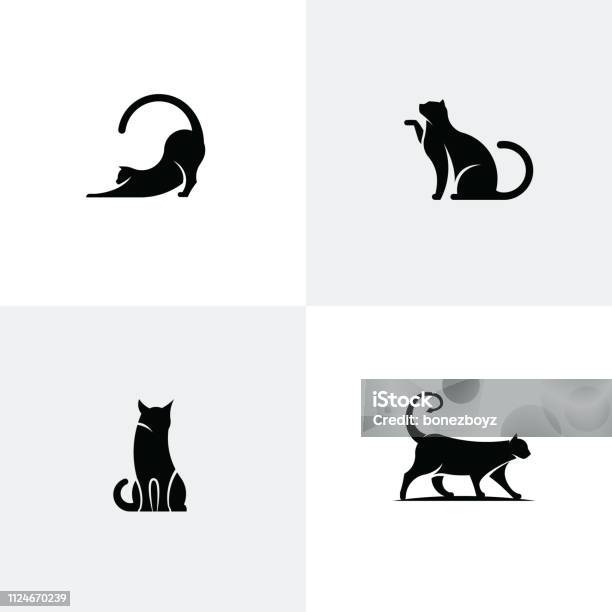 Set Of Black Cat Icons Stock Illustration - Download Image Now