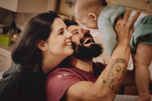 istock Family playing in bed 1124672788