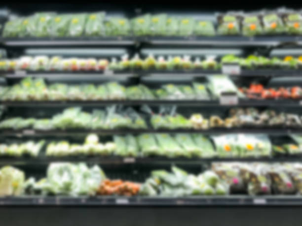 istock Abstract blurred modern retail supermarket aisle shelves chilled zone 1124672953
