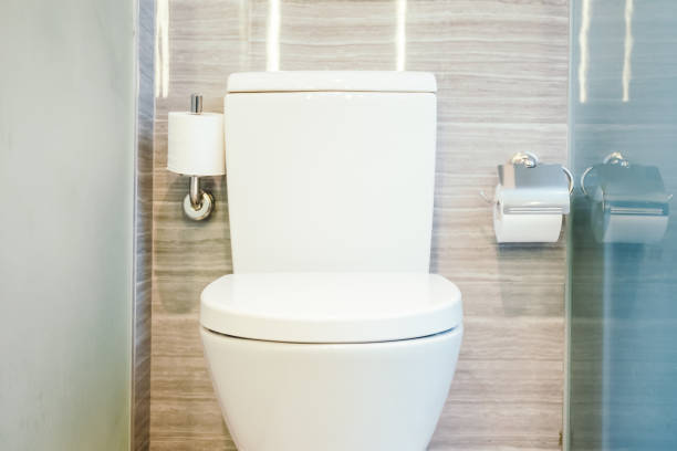 istock Beautiful luxury white toilet seat and bowl 1124678281