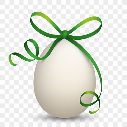 Natural easter egg with green ribbon. Eps 10 vector file.