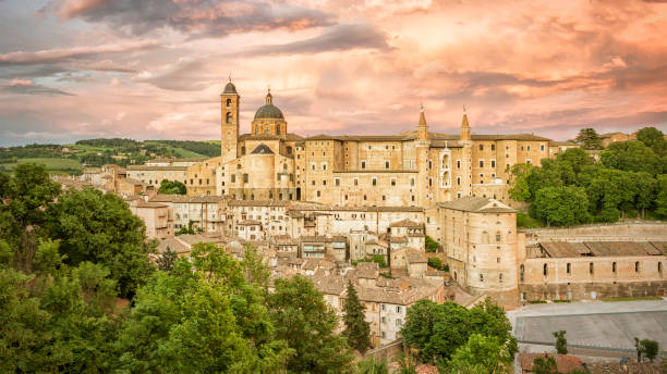 Urbino Marche Italy at evening time An image of Urbino Marche Italy at evening time marche italy stock pictures, royalty-free photos & images