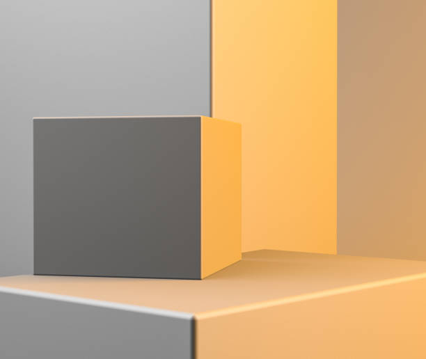 istock Box 3d Minimalist geometrical abstract background, pastel colors, 3D render. 1124682118