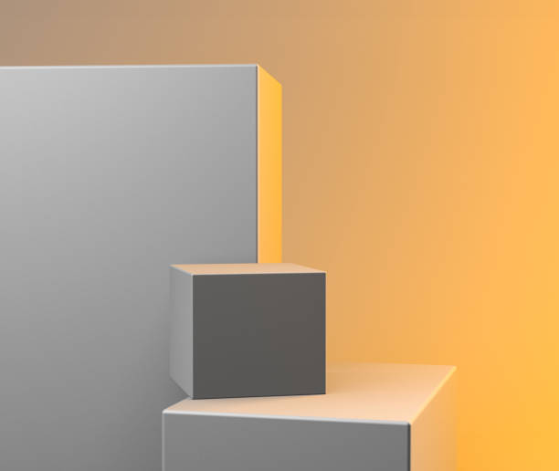 istock Box 3d Minimalist geometrical abstract background, pastel colors, 3D render. 1124682123