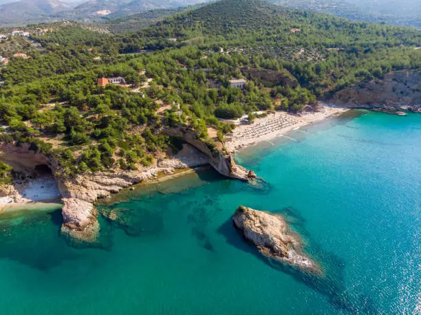 Photo of Thasos Island beach and bays aerial view