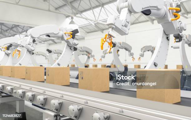 アーム搬送ラインとロボット - 自動化のストックフォトや画像を多数ご用意 - 自動化, ロボット, 工場