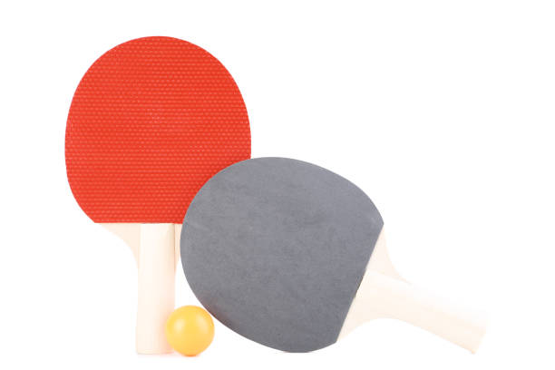 istock Table tennis rackets with ball isolated on white background 1124686653