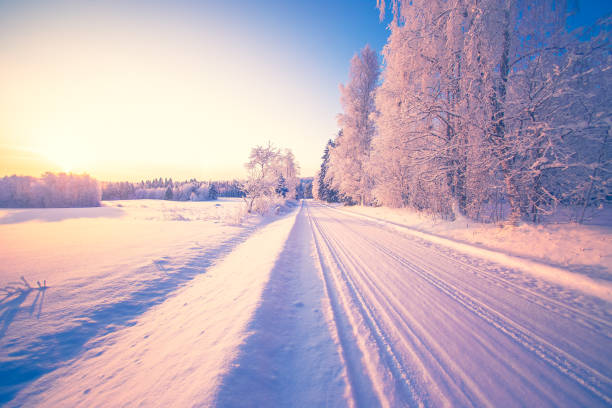istock Winter road view from Sotkamo, Finland. 1124689274