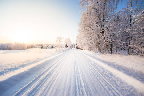 istock Winter road view from Sotkamo, Finland. 1124690027
