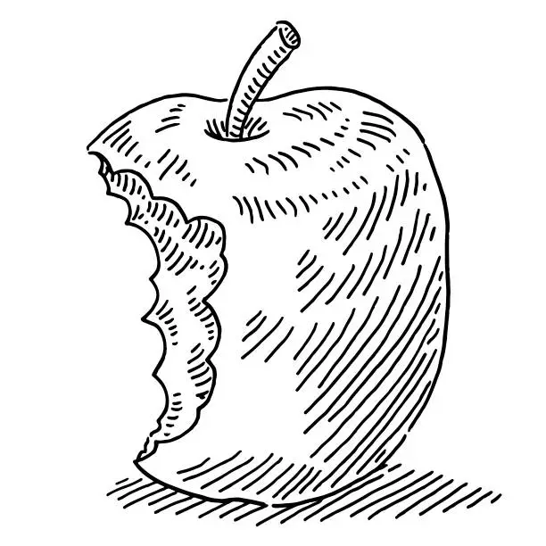 Vector illustration of Bite Apple Fruit Drawing