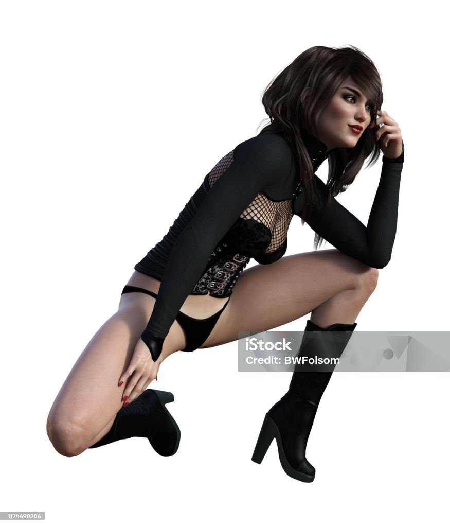 в колготках на корточках