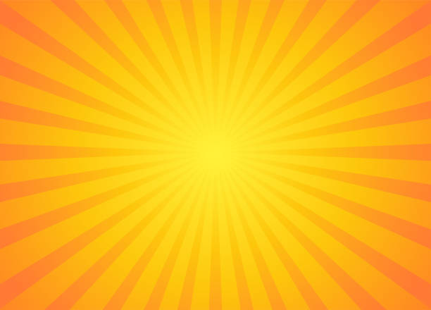 ilustraciones, imágenes clip art, dibujos animados e iconos de stock de rayo de sol retro de estilo vintage. - orange gradient striped spotted