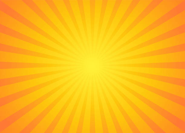 illustrations, cliparts, dessins animés et icônes de ray sunburst rétro style vintage. - orange gradient striped spotted