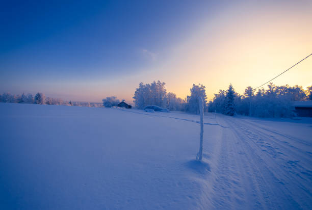 istock Winter road view from Sotkamo, Finland. 1124690428