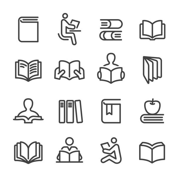 Books Icons Set - Line Series Books, Reading, Learning, contact book stock illustrations