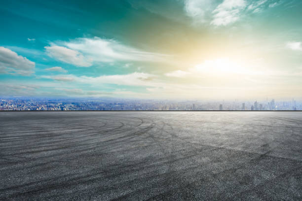 istock Empty asphalt road and city skyline with buildings in Shanghai 1124692529