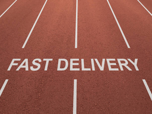 istock Fast delivery shipping sport track start 1124694588