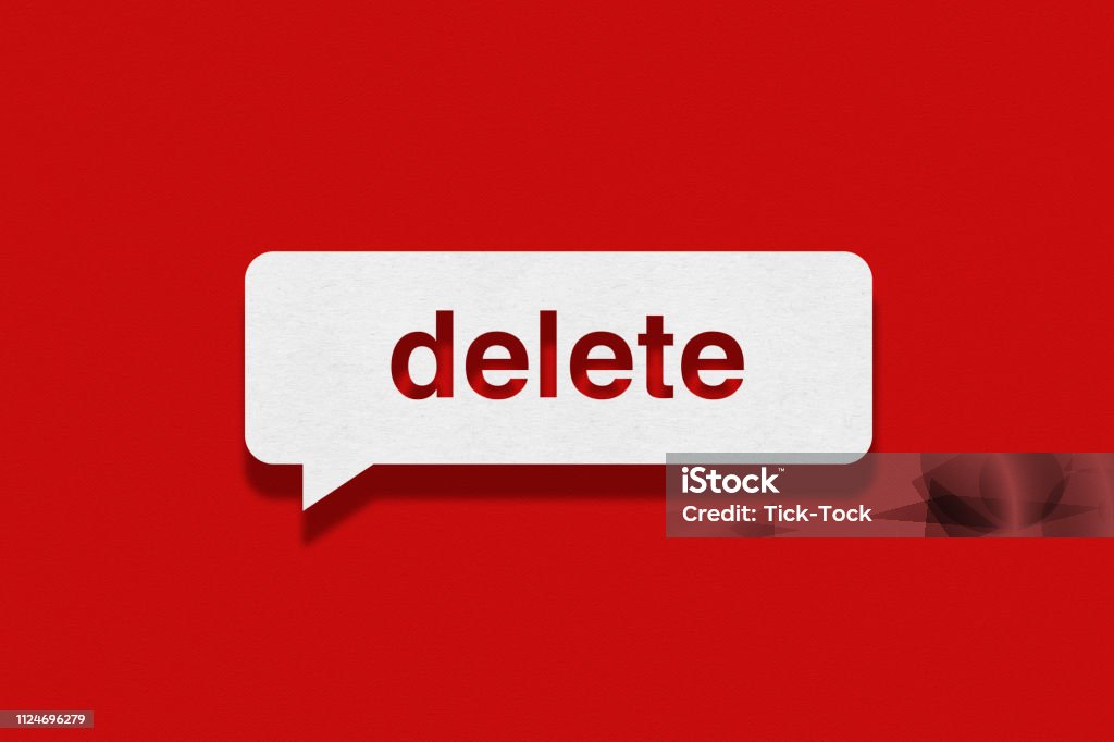 Speech bubble on red background, Delete Adhesive Note stock illustration