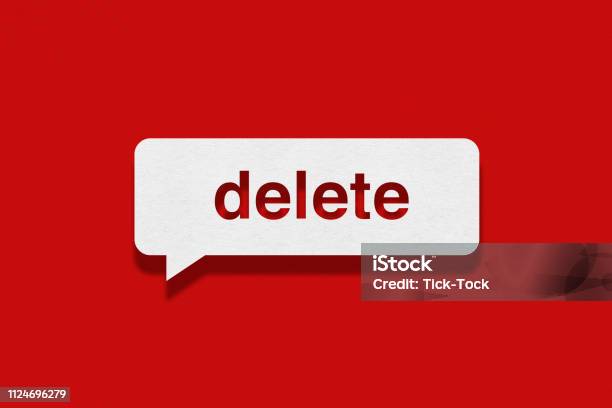 Speech Bubble On Red Background Delete Stock Illustration - Download Image Now - Adhesive Note, Advertisement, Advice