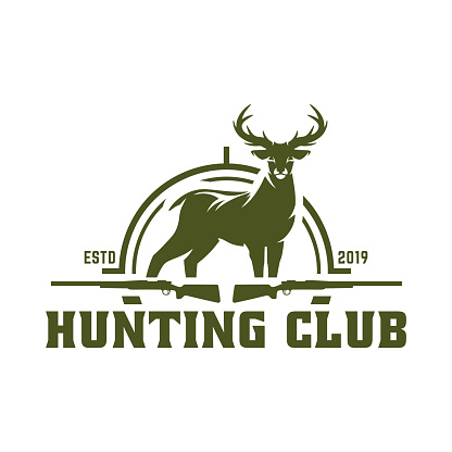 Hunting badge, hunt emblem for hunting club or sport, deer hunting stamp